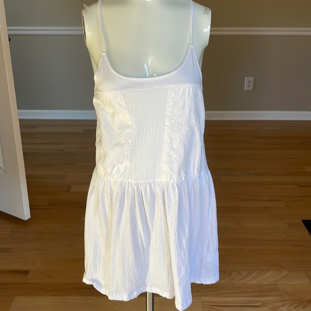 ROXY embroidered white racer back beach dress